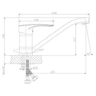 Смеситель для кухонной мойки Rossinka T40-21 Хром